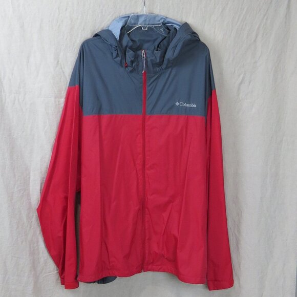 Columbia Sportswear Full Zip Hooded Rain Jacket SIZE 6X Red Gray - Picture 1 of 12